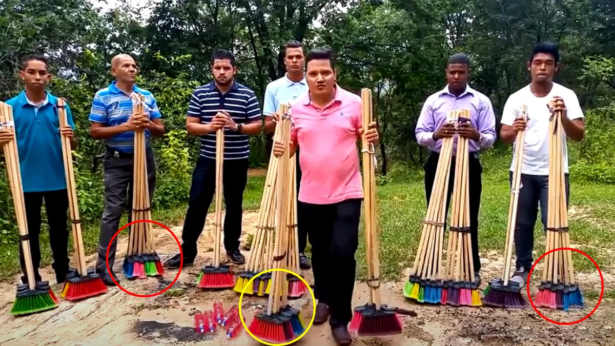Pastor vende “escobas ungidas” por 250 dólares para limpiar basura espiritual de los hogares.